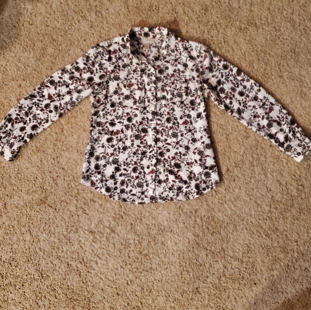 Loft Petites Button Down Flower Shirt